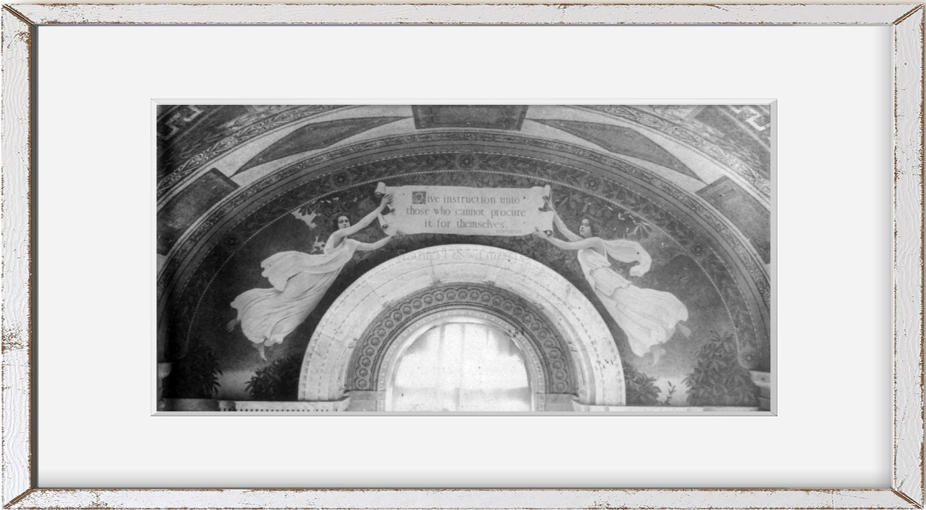 Vintage photograph: Murals in Library of Congress by Chas. Sprague Pearce - "The