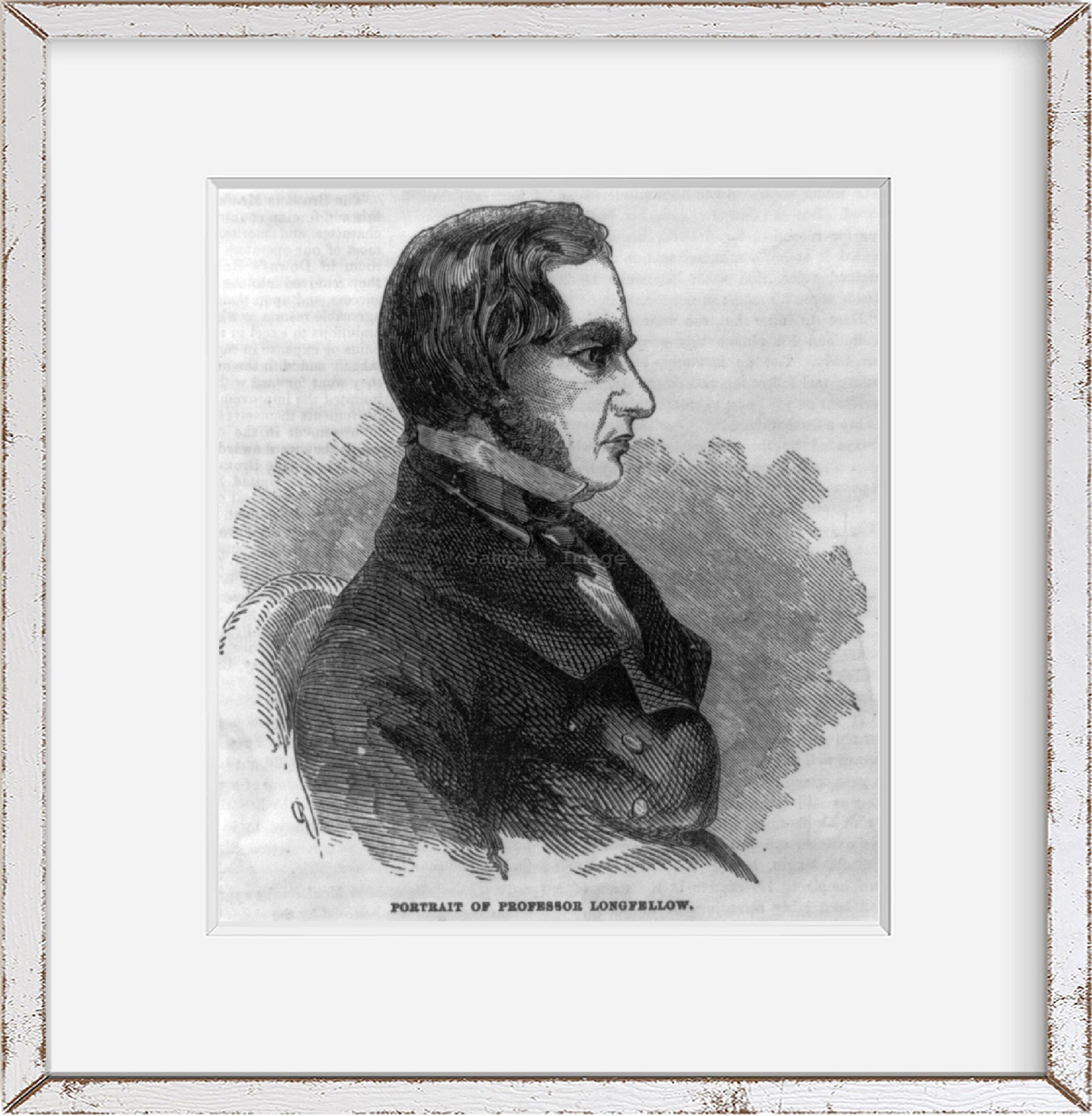 Vintage 1852 photograph: Portrait of Professor Longfellow