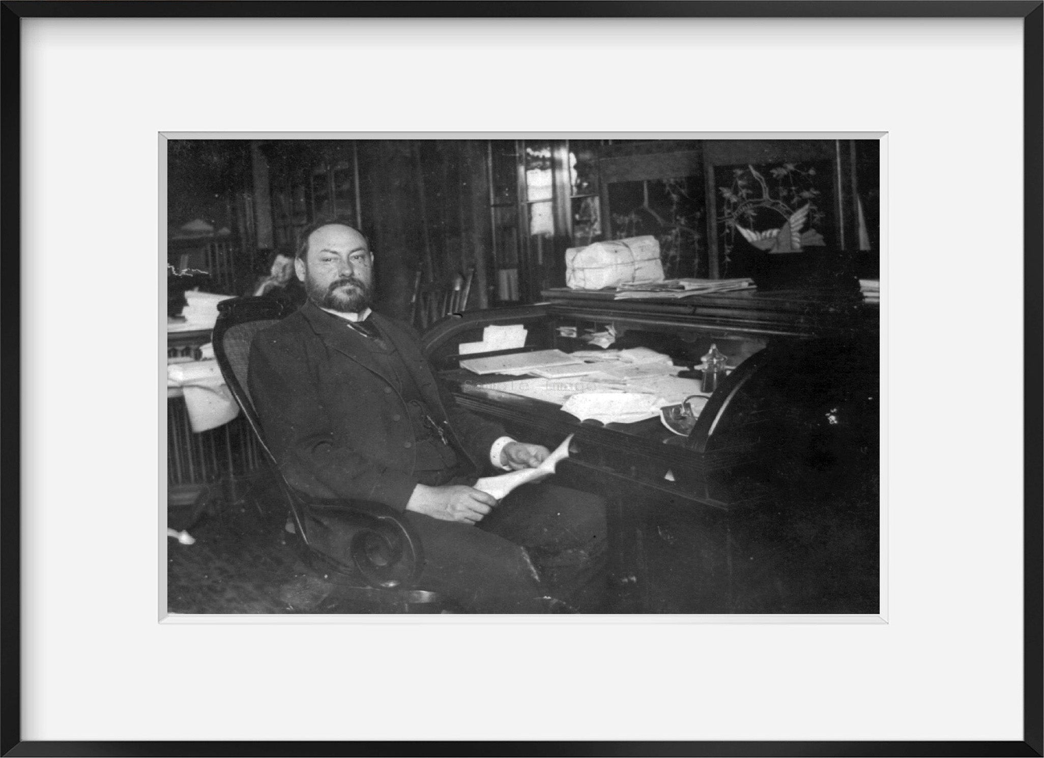 Vintage between 1890 and 1897 photograph: Harvey W. Wiley in his office at B & 1