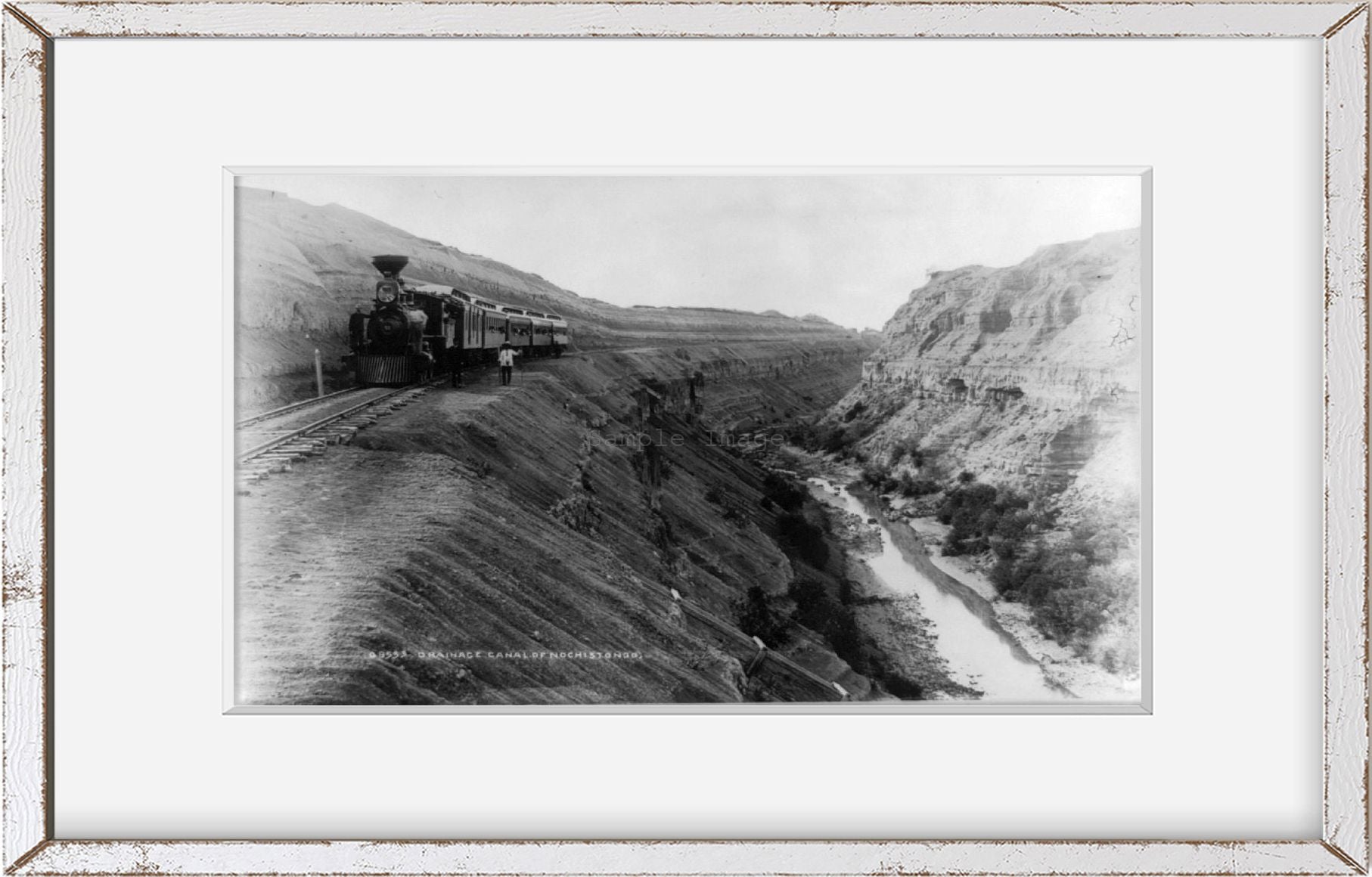 ca. 1885 photograph of Railroad trains in Mexico