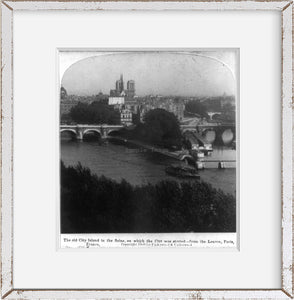 Photo: Old City Island, Seine, Louvre, Paris, France, 1900, Cityscape, Bridge