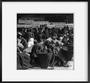 Photo: Bazaar, Darjeeling, India, c1907, people, baskets
