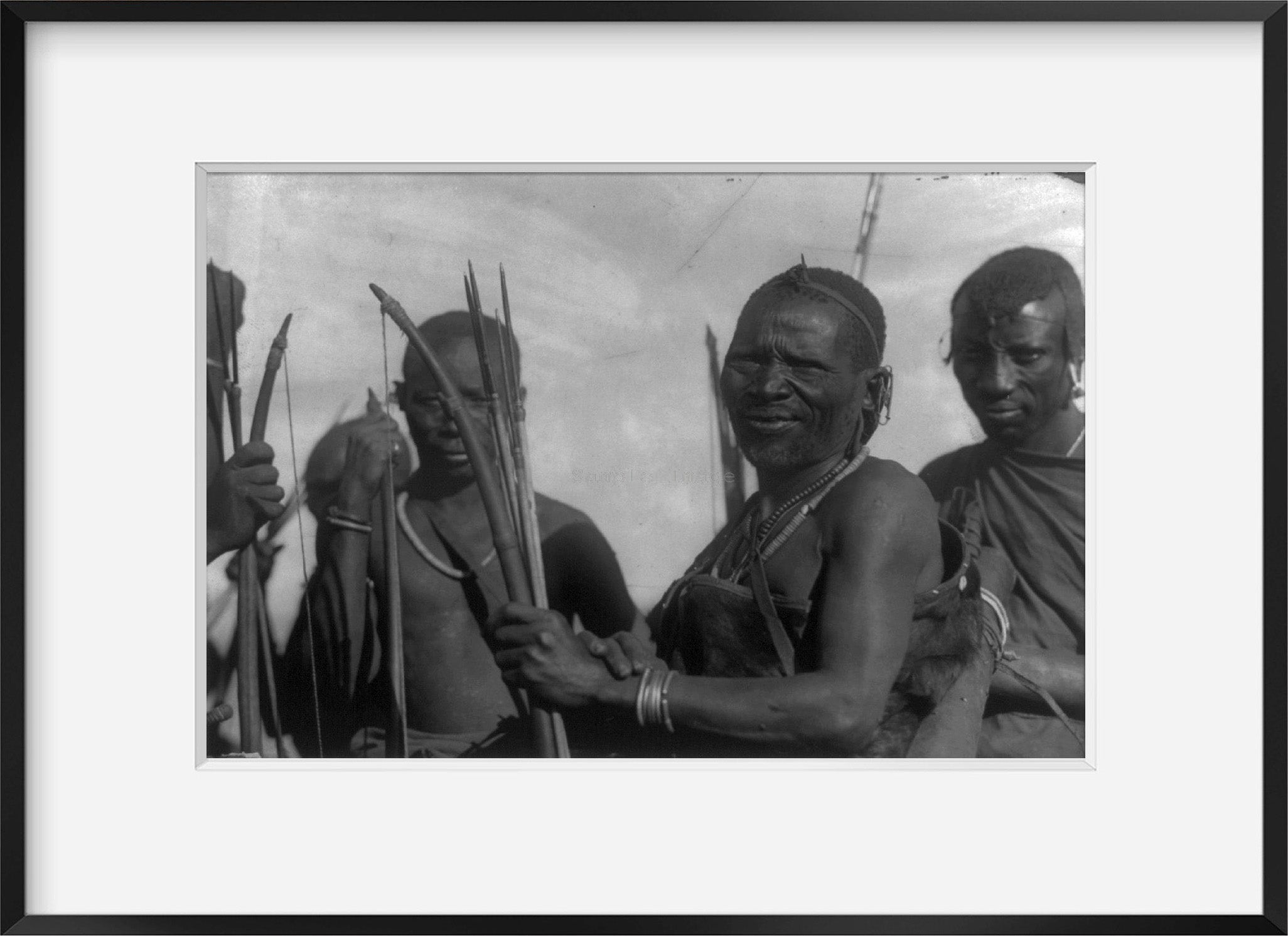1928 photograph of African hunters (Masai?)