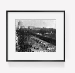 1913 photograph of Suffragettes parading on Pennsylvania Ave., Washington, D.C.,