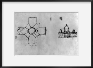 Vintage ca. 1942 photograph: Photograph of sketch by Thomas Jefferson for the U.