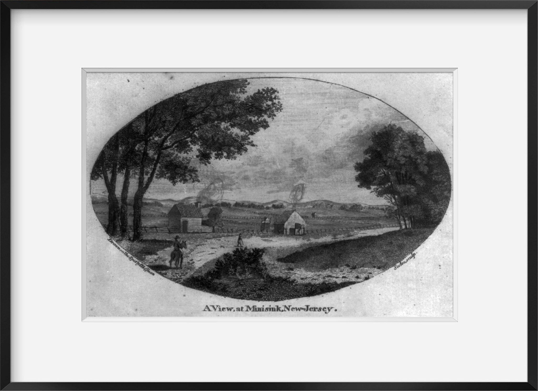 Vintage 1794 print: View at Minisink, New Jersey