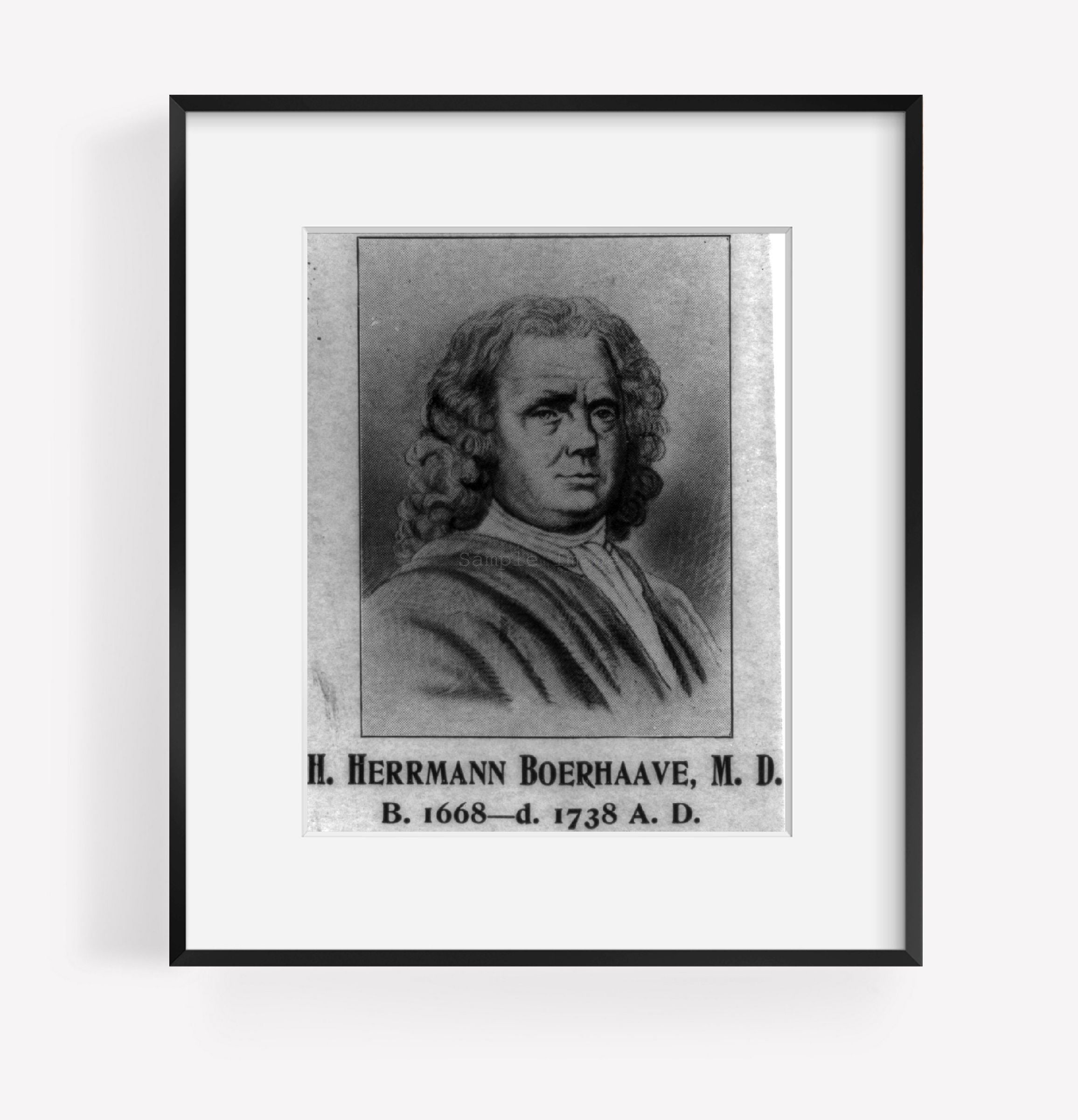 Vintage photograph: H. Herrmann Boerhaave, M.D. (b. 1668-d.1738)
