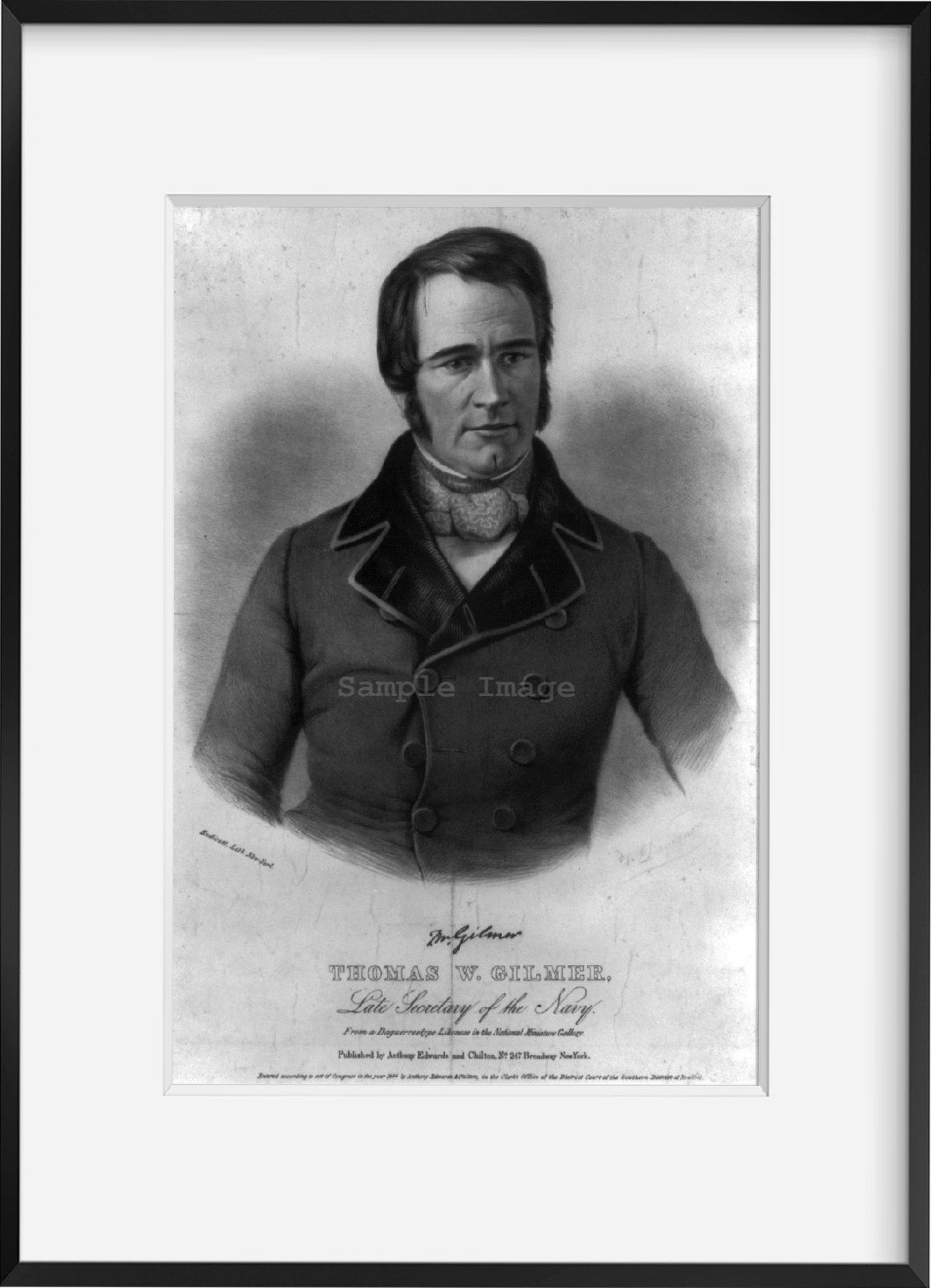 Vintage 1844 print: Thomas W. Gilmer, late secretary of the Navy