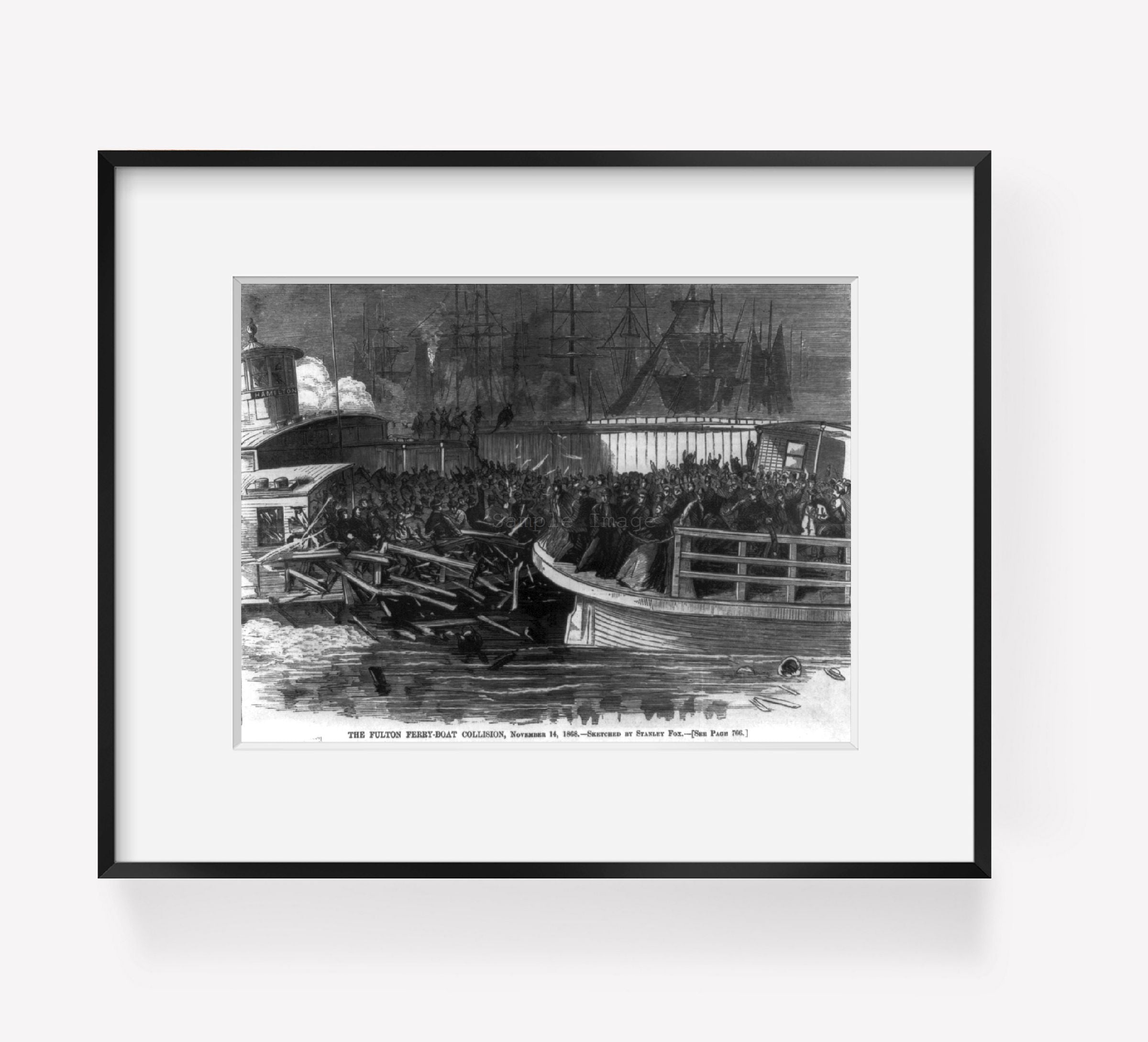 Vintage 1868 photograph: The Fulton Ferry boat collision, November 14, 1868
