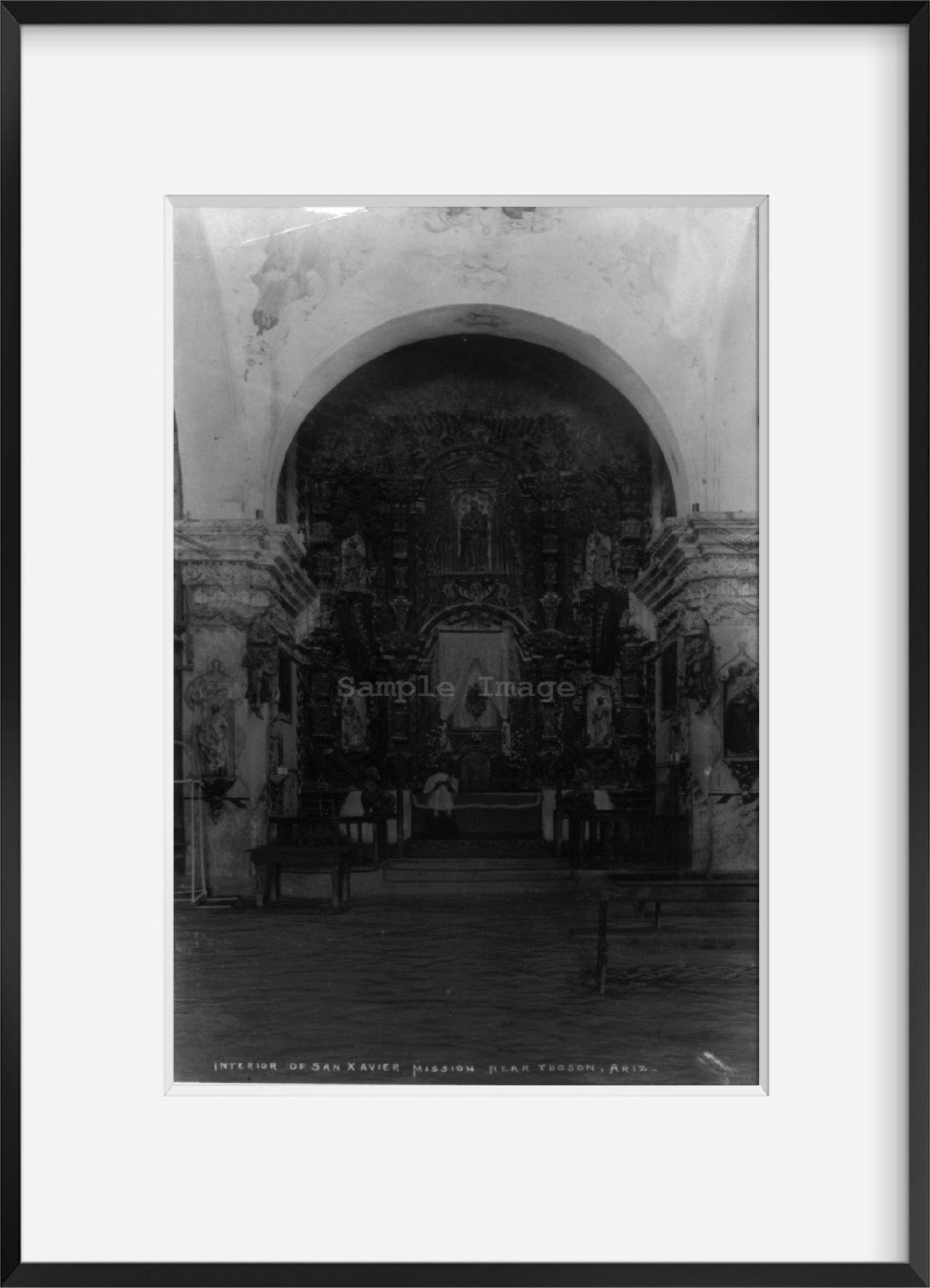 Photograph of Interior of San Xavier Mission near Tucson, Arizona