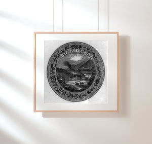 Vintage 1876 photograph: Great seal of West Virginia Summary: Reverse.