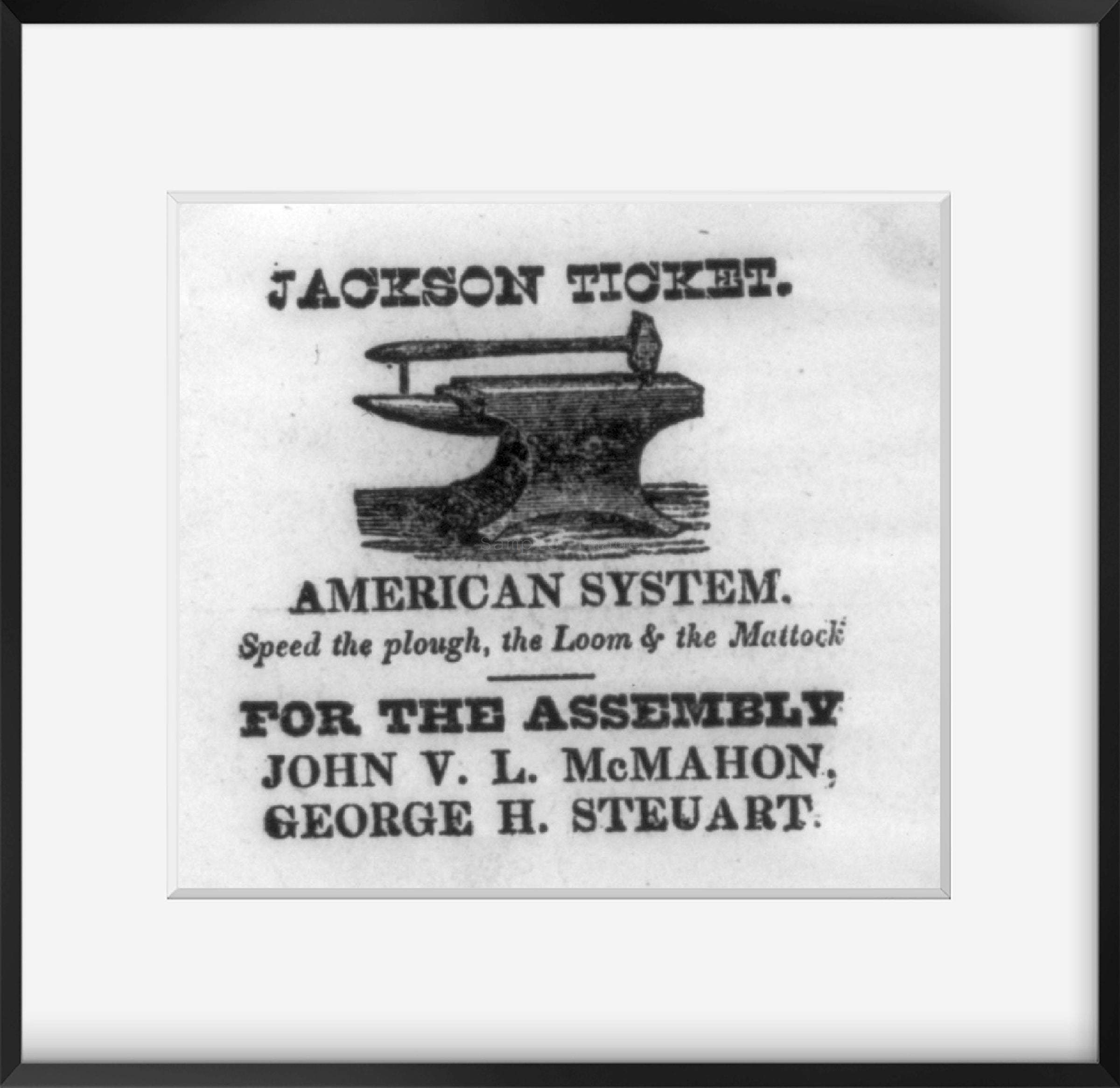 Photo: A Jackson ticket, system, speed, plough, loom, mattock, 1828 . | Vintage