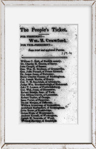 Vintage 1824 print: The People's Ticket, for President - Wm. H. Crawford ... Su