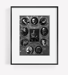 Photograph of Theodore Roosevelt and his cabinet: photo of TR surrounded by bust