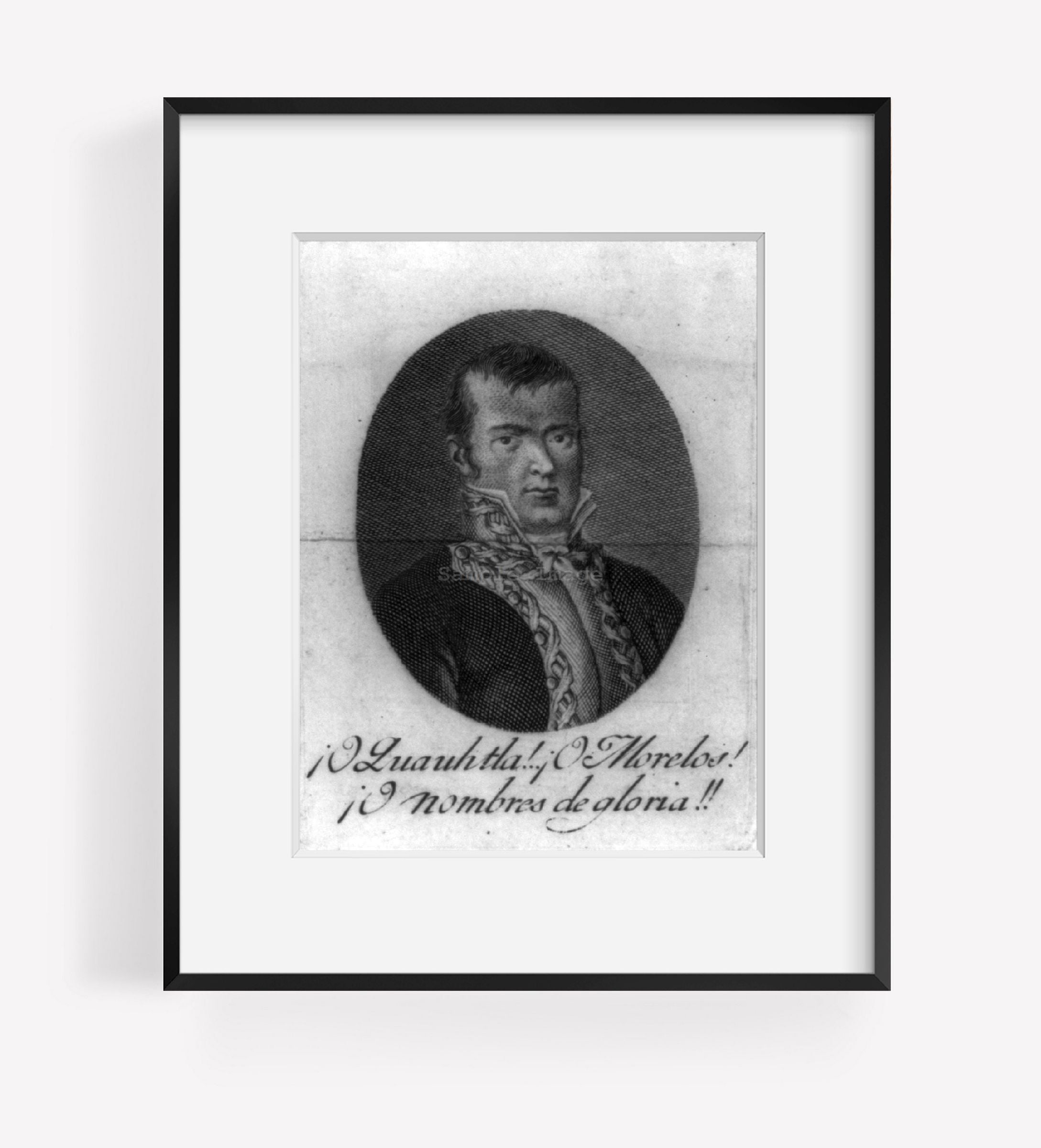 Vintage 1825 print: Joseé Maria Teclo Morelos y Pavón, 1765-1815 Summary: Bust,