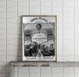 Vintage between 1830 and 1910 photograph: Three Polkas - Balloon Polka, Brunette