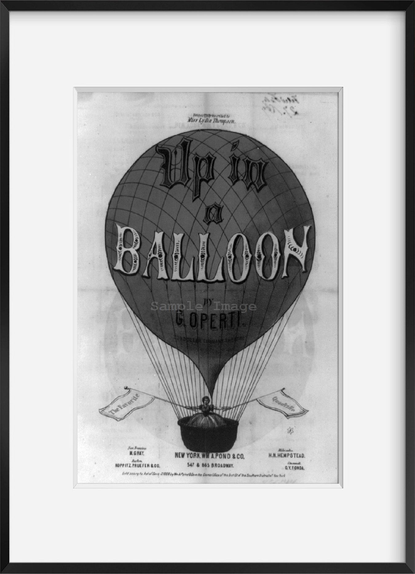 Photo: of Music Sheet Cover, Up in a Balloon, c1868, Hot Air Balloon, Transport