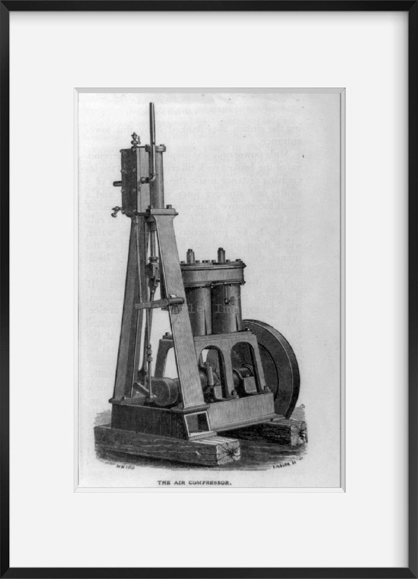 Vintage 1870-71 photograph: An air compressor
