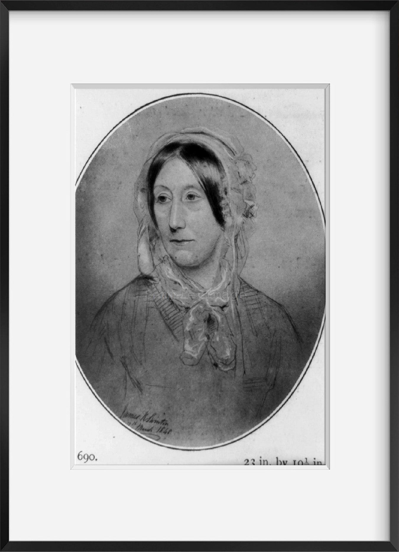 Vintage 1848 print: Mary Fairfax Somerville, 1780-1872 Summary: Bust, facing sl