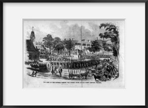 Vintage 1862 photograph: The Army of the Potomac passing the Hygeia Hotel at Old
