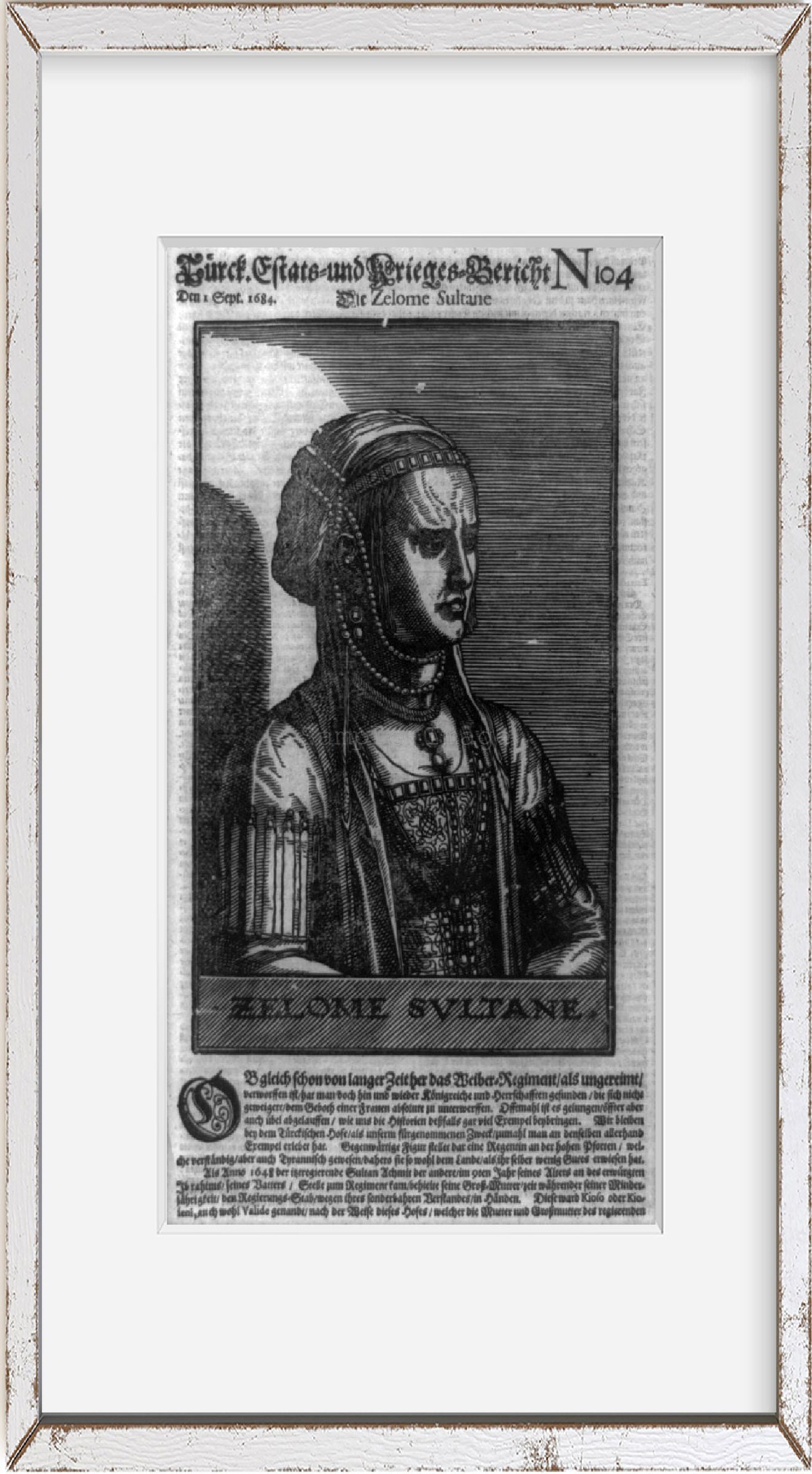 Vintage 1685 print: Zelome Sultane Summary: Kösem, consort of Ahmed I, Sultan o