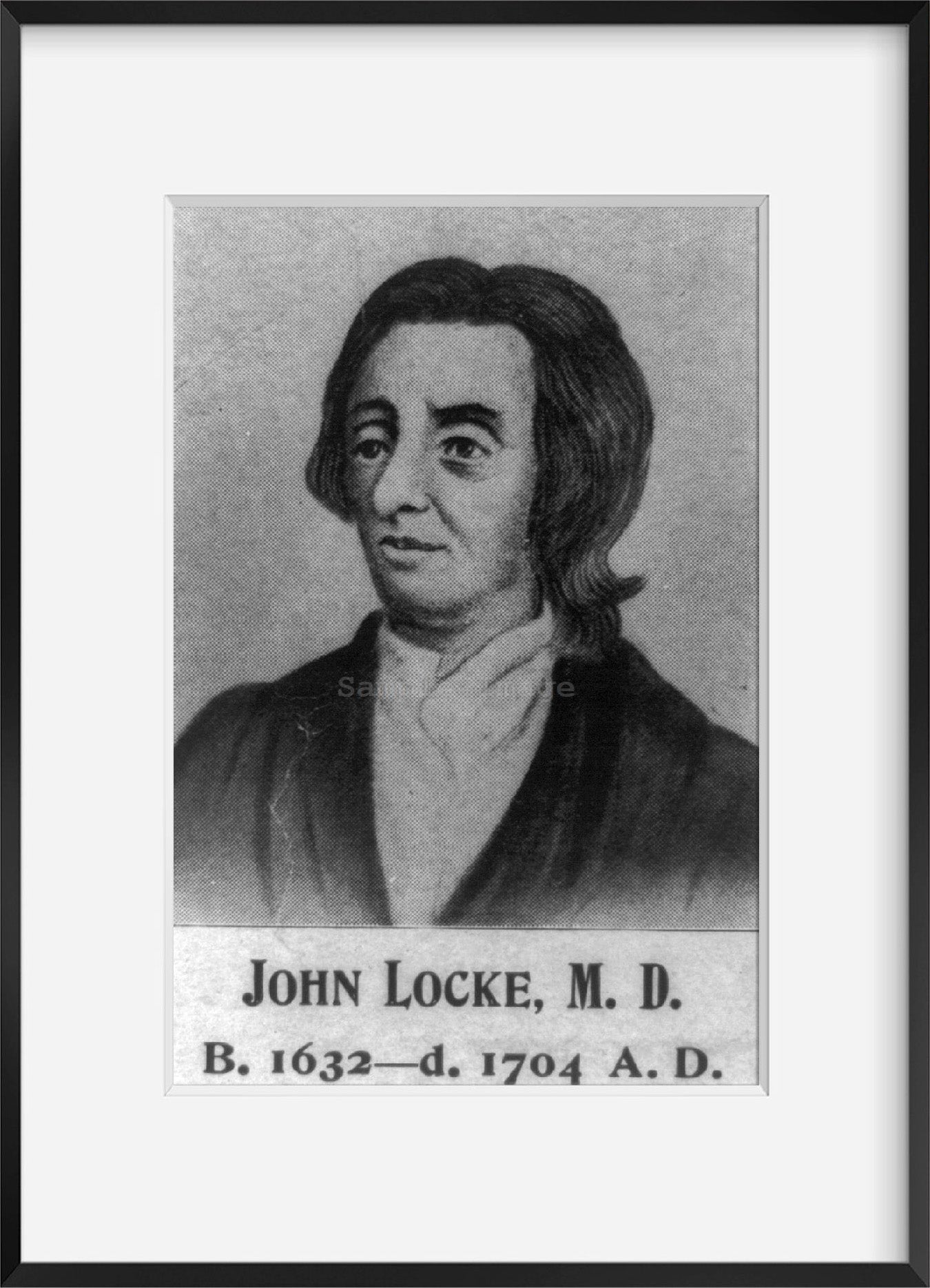 Vintage c1899. photograph: John Locke, M.D., 1632-1704 Summary: Head and should