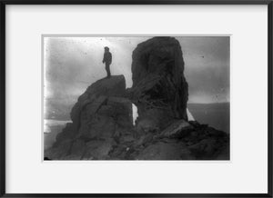 between 1891 and 1910 photograph of Man standing on rock formation?, Cook polar