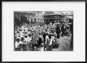 1914? photograph of Crowd in Panama at opening ceremony(?) of the Panama Canal,