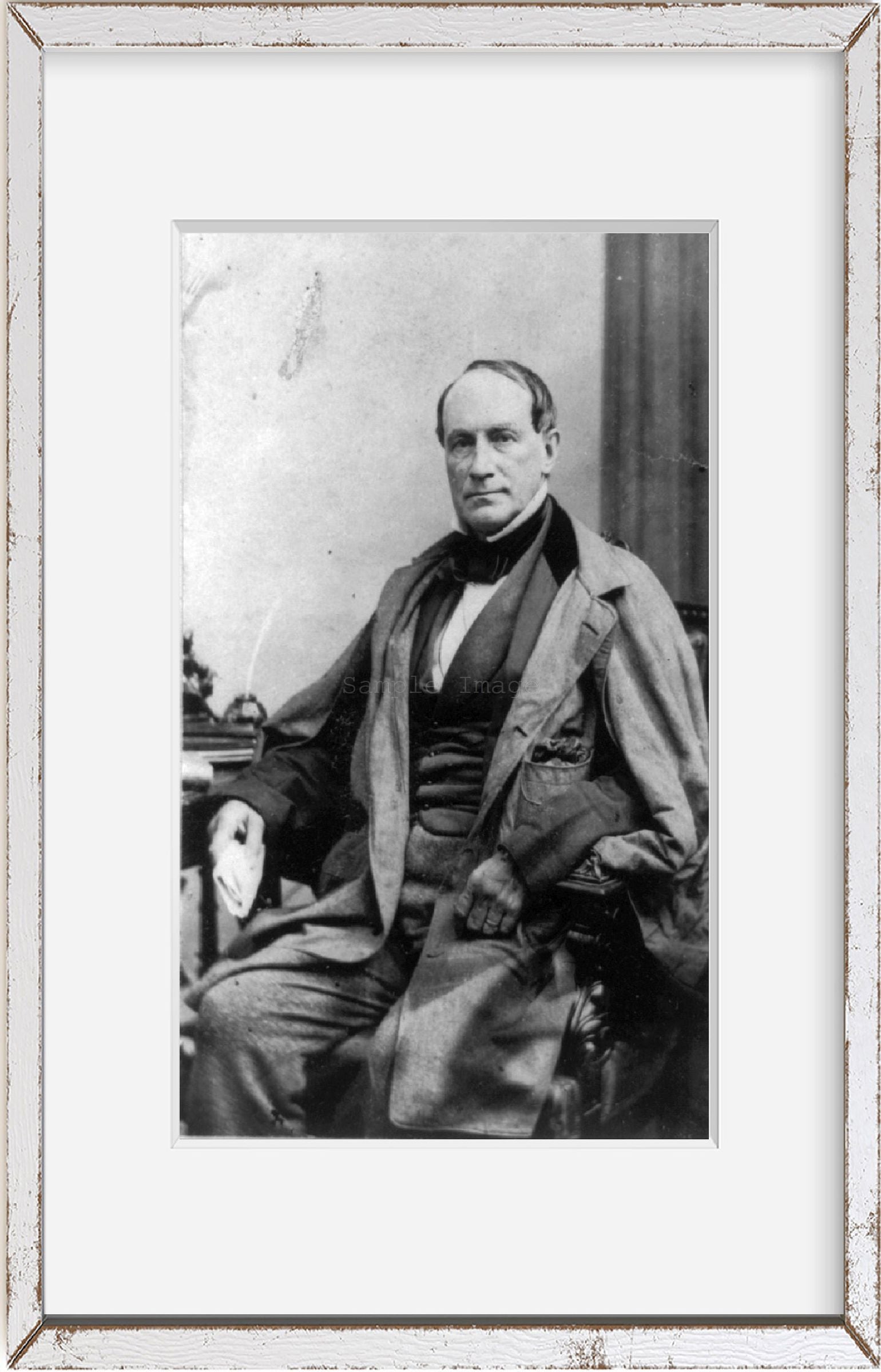 Vintage Photograph of Caleb Cushing, 1800-1879 Summary: 3/4 lgth., seated, facin