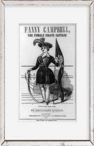 Vintage 1845 print: Portrait of the female pirate Summary: Fanny Campbell, Amer