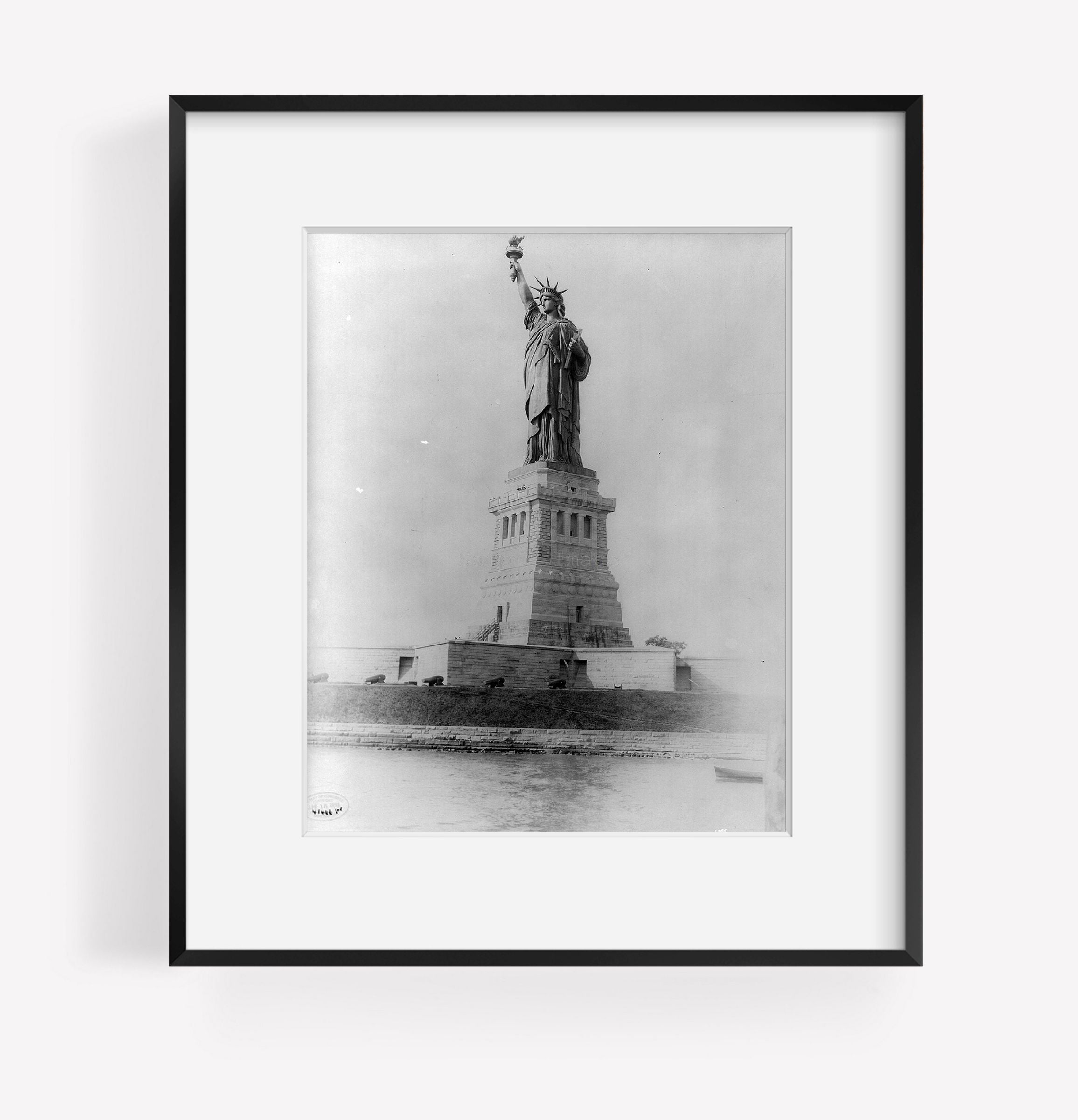 1890 photograph of Statue of Liberty enlightening the world, New York Harbor Sub