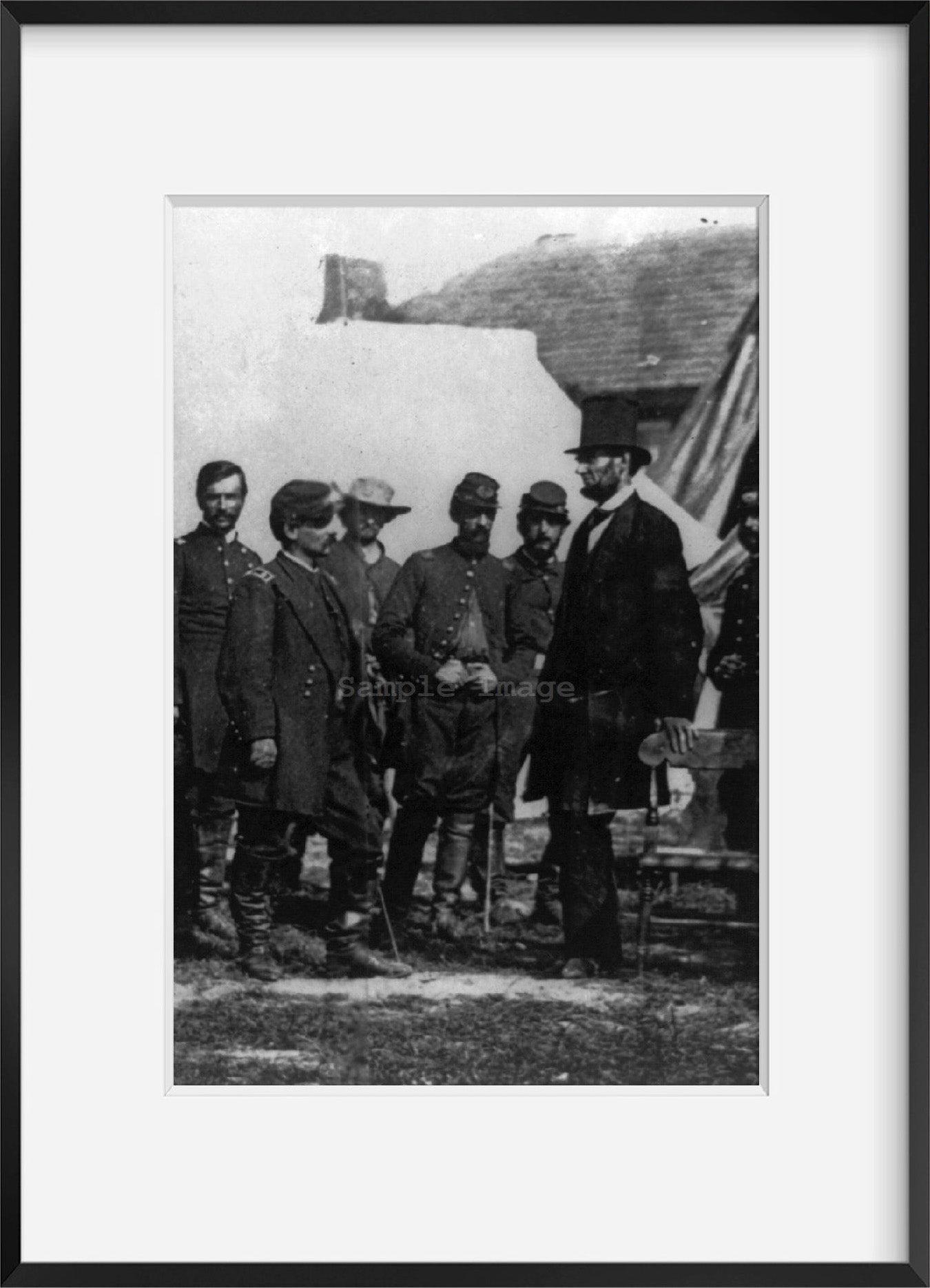 1862 Photo Abraham Lincoln on battlefield at Antietam, Maryland, cropped version