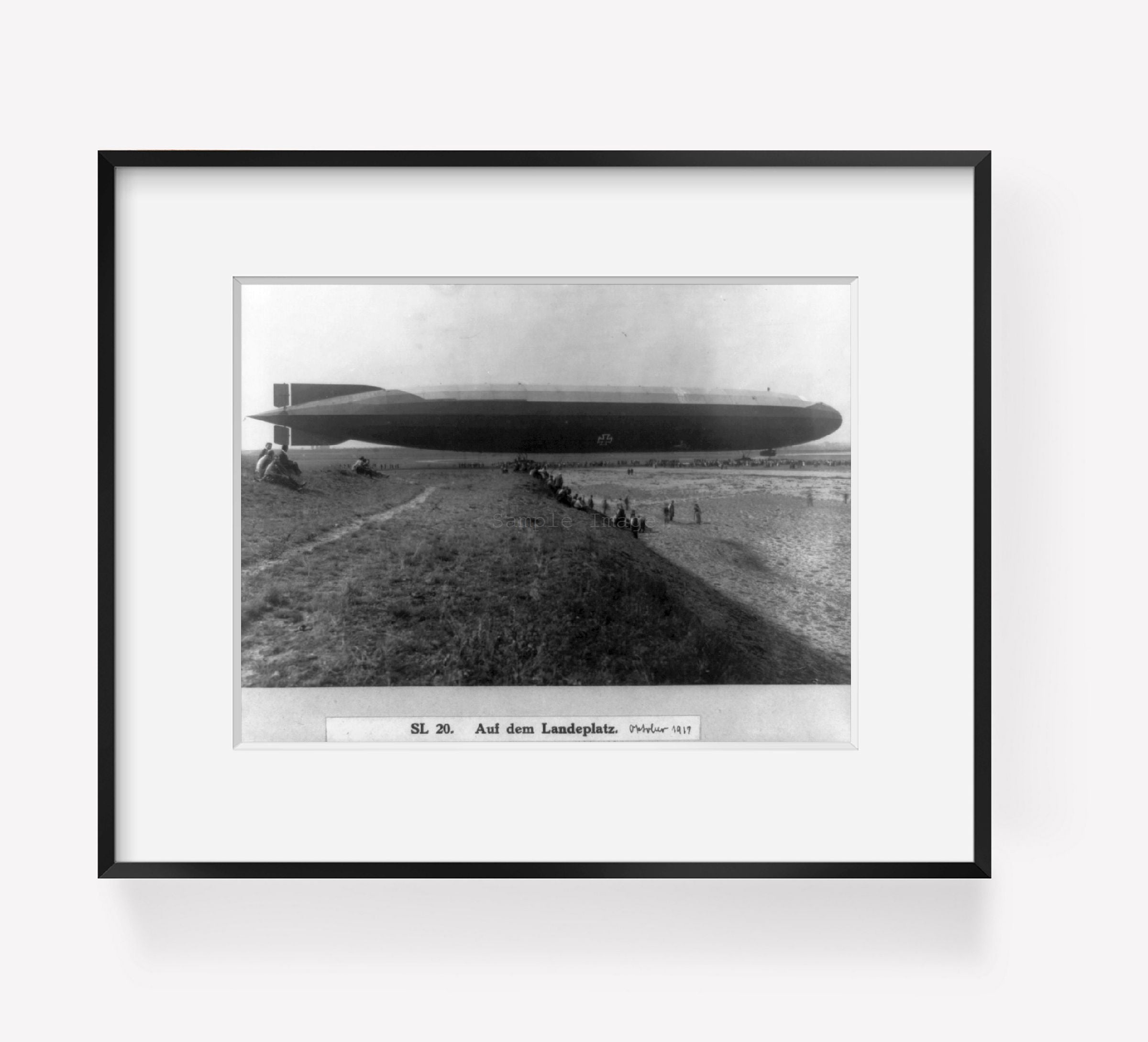 1917 October photograph of German Zeppelin SL-20 on the air field