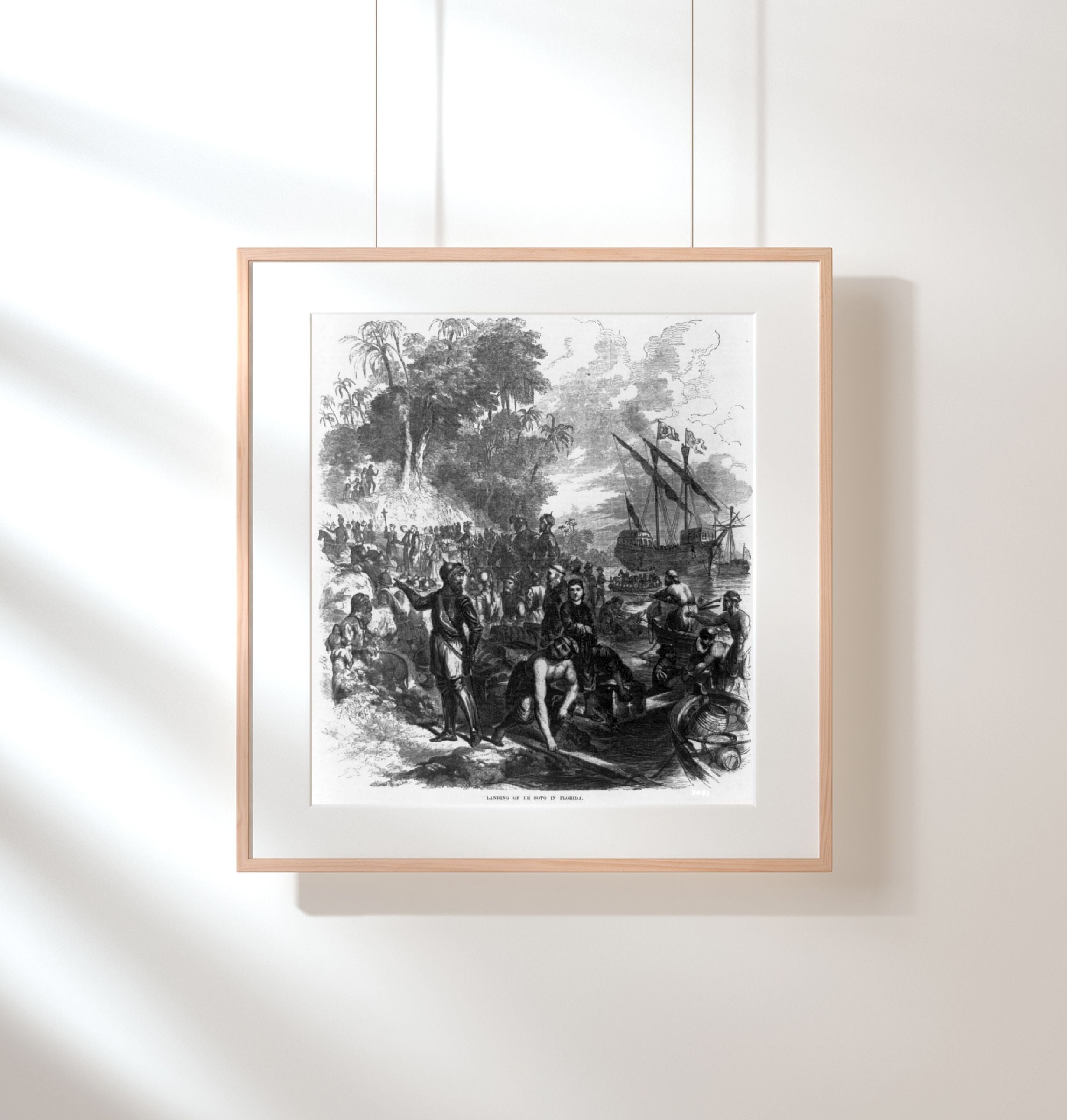 Photo: Landing of Hernando De Soto in Florida, FL, soldiers, 1855