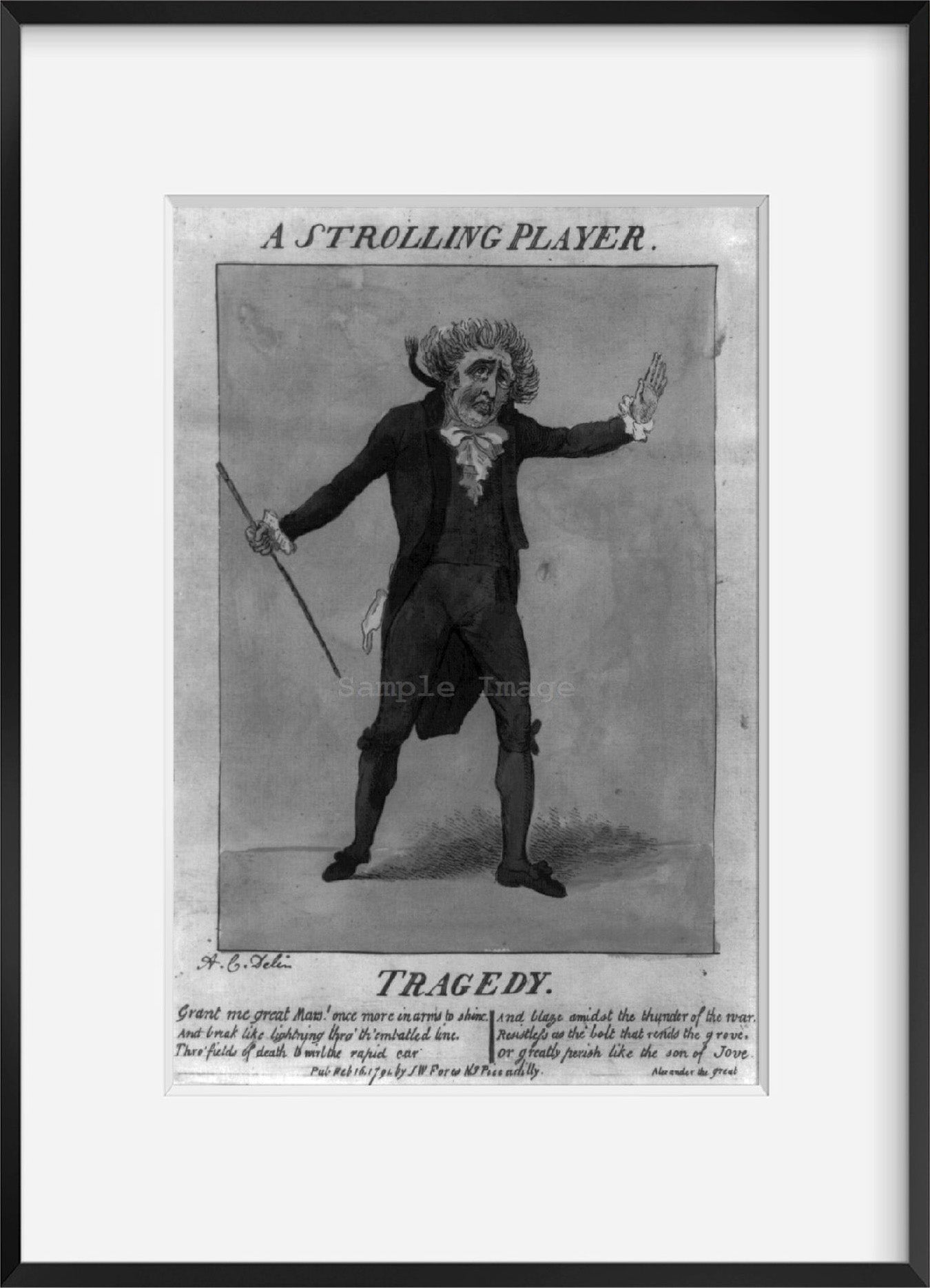 1791 Photo A strolling player "An actor stands on the stage, wearing contemporar