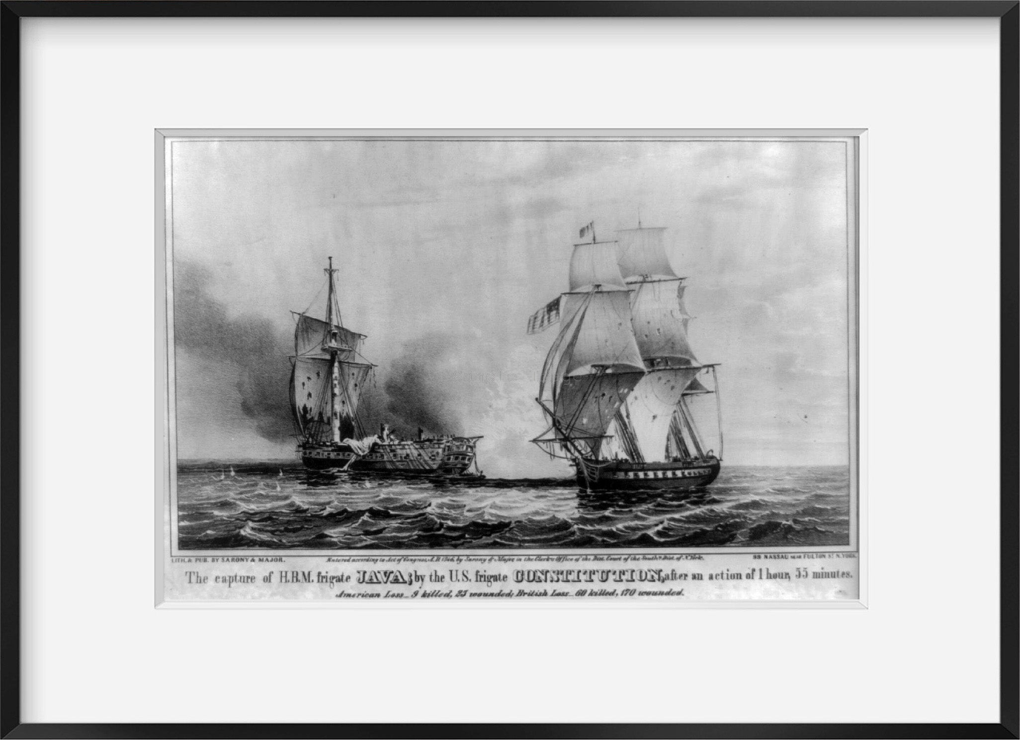 Photo: Capture, HBM frigate Java, US Constitution, victory, c1846 . | Vintage Bl