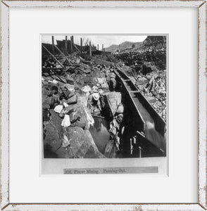 Photo: Placer mining - panning out, 1866, man panning for gold?, Lawrence & Housewo