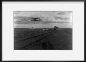 Photo: Cromwell Dixon's plane racing train, locomotive, c1912, airplane, railroad tr