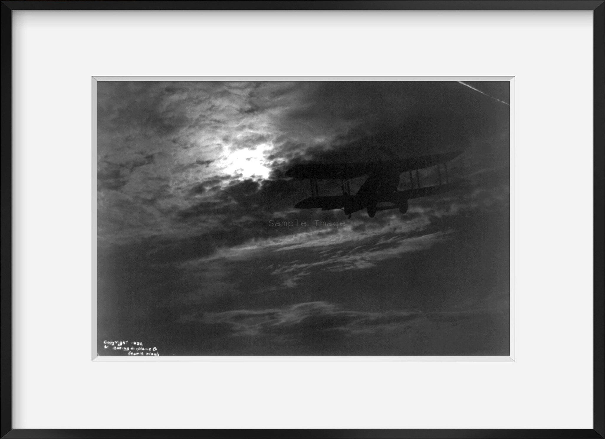 c1922 photograph of Thomas Morse bi-plane in flight