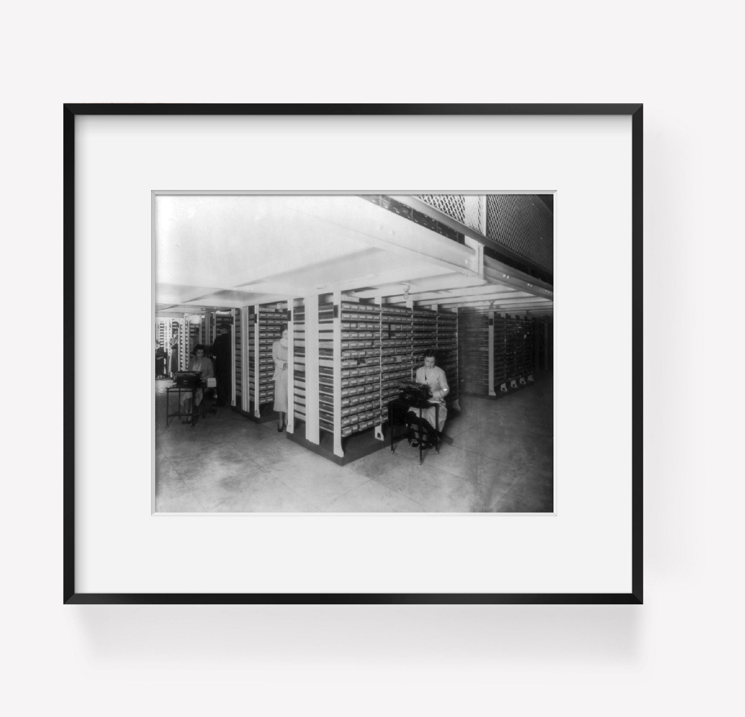 Photo: Temporary quarters on Deck D, National Union Catalog Office, Library of Con