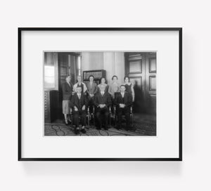 Photo: Library of Congress staff, Washington, D.C., 1930?, men, women, bookcase