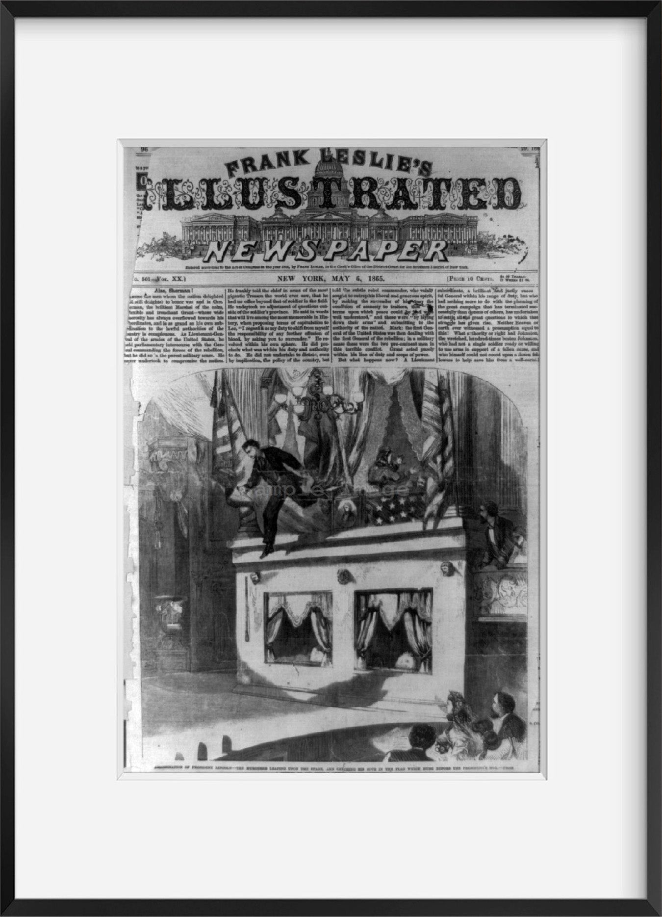Photo: Assassination of President Abraham Lincoln, 1865, Ford Theatre, Stage