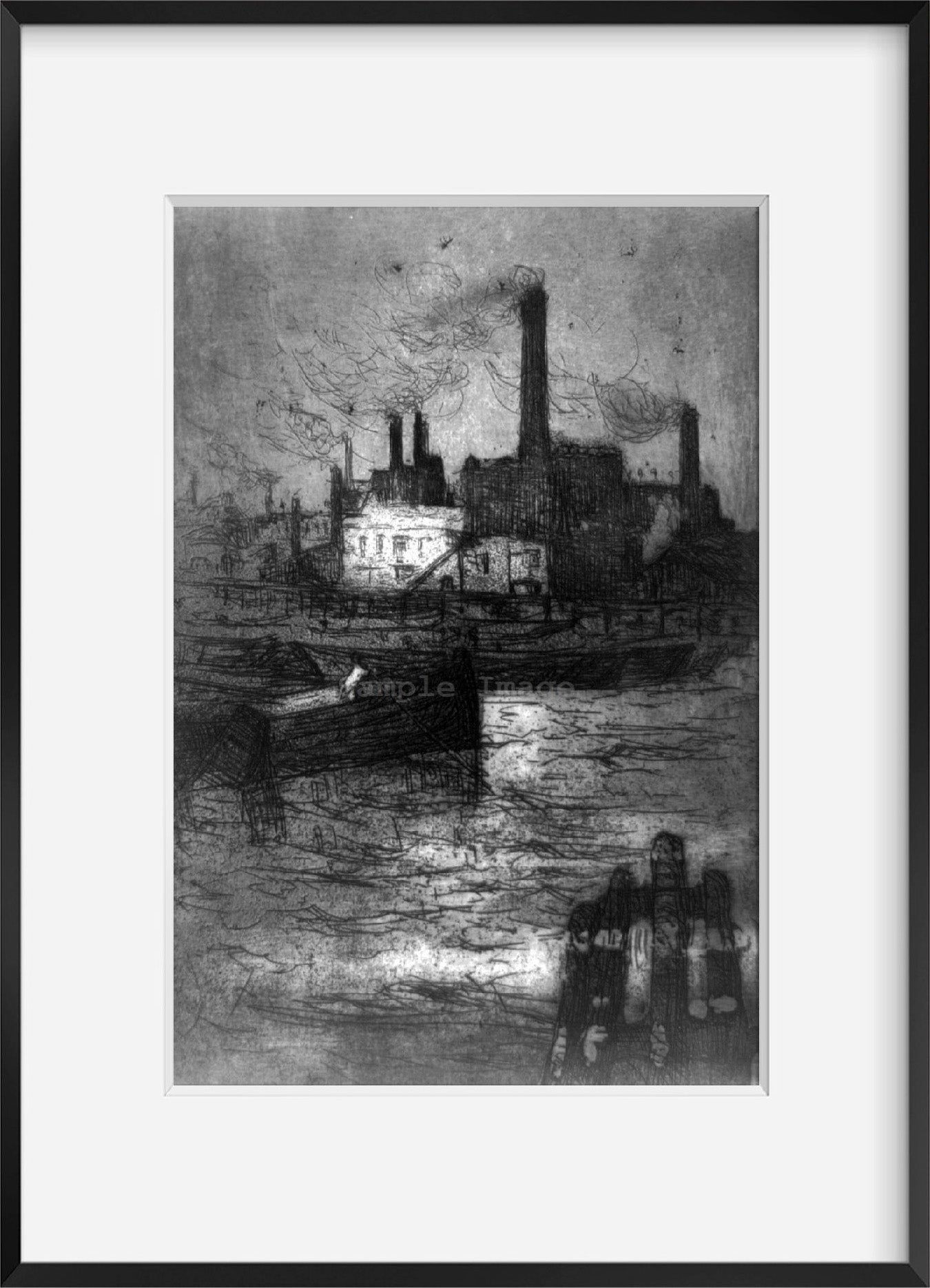 Vintage S.d. photograph: Factories on the Thames