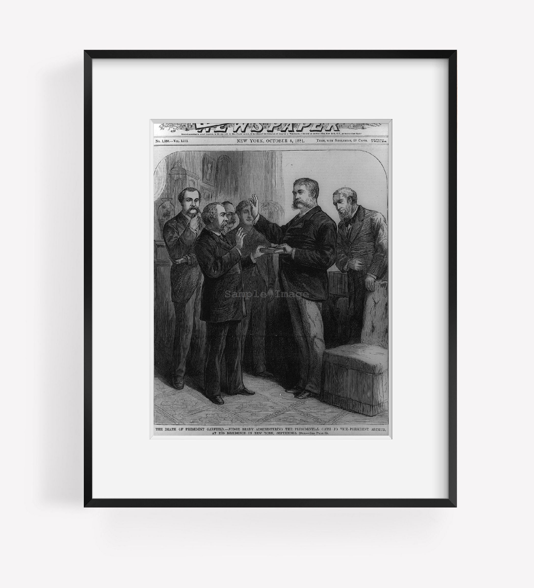 1881 Photo The death of President Garfield--Judge Brady administering the Presid