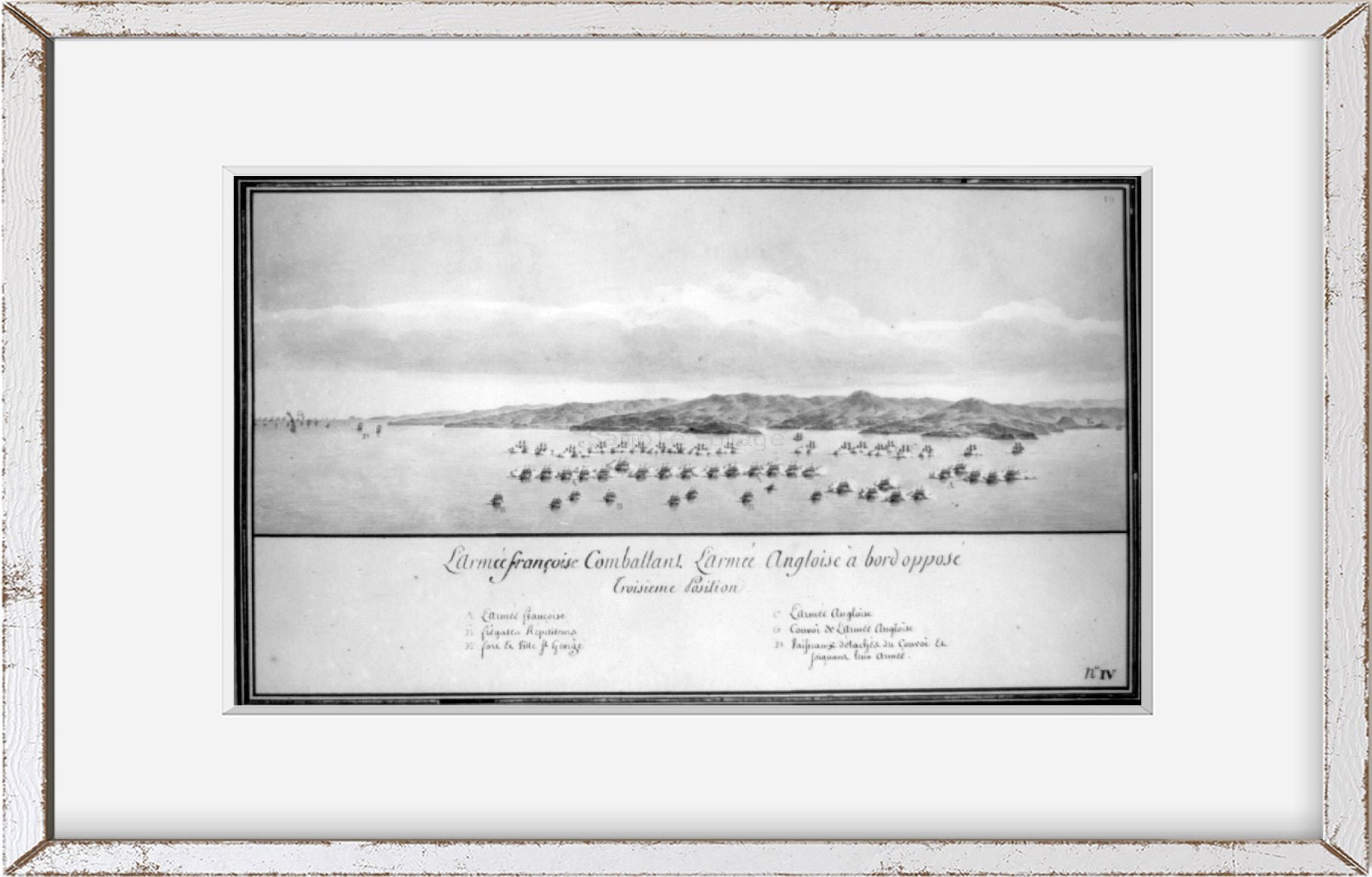 Vintage 194- photograph: L'armée françoise combattant l'armée Angloise à bord op