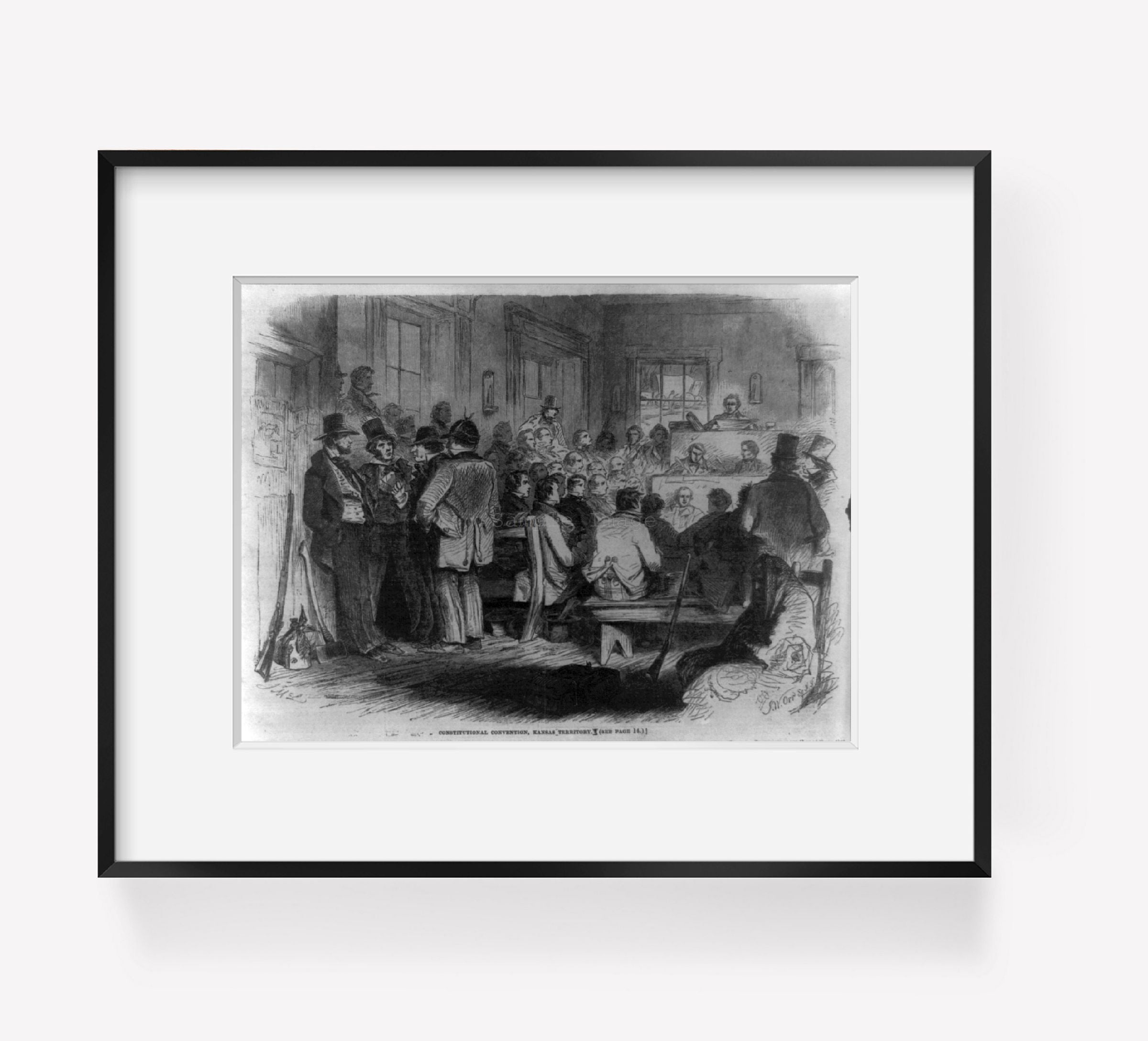 Vintage 1855 photograph: Constitutional Convention, Topeka, Kansas Territory Top