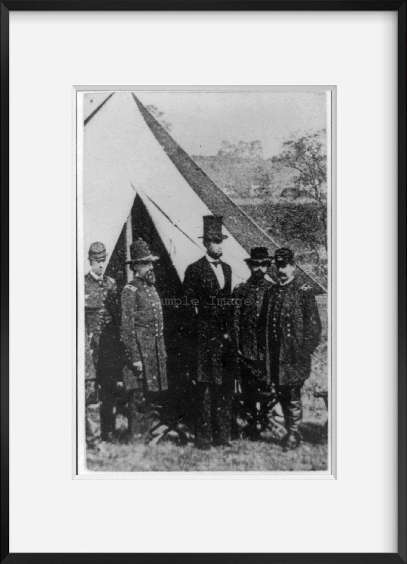 Photo: President Abraham Lincoln, Union officers, soldiers, visit, Antietam, Mar
