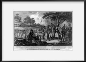 Photo: Surrender of Gen. Burgouyne to Gen. Gates 1777, battlefield, soliders, canno