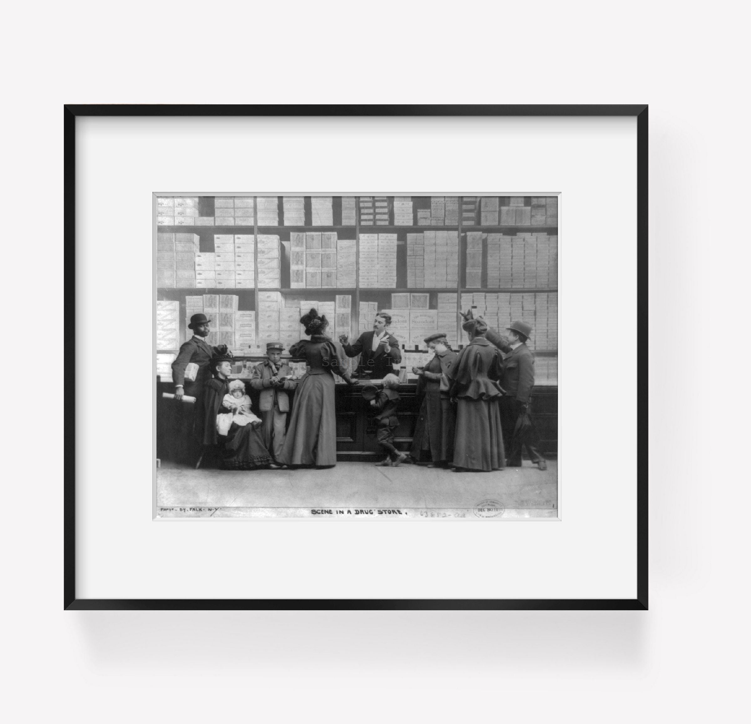 c1895 photograph of Scene in a drugstore