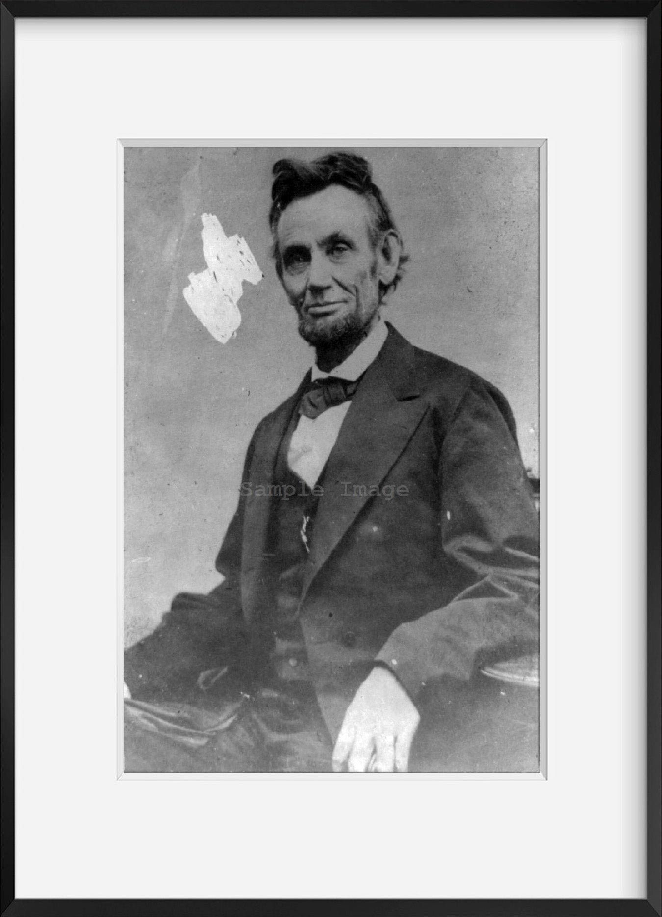 1865 Photo Abraham Lincoln, half-length, seated, facing front, with hand on arm